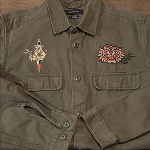 SALE!! Vintage Urban Outfitters Green Embroidered Military Tiger Jacket - Medium